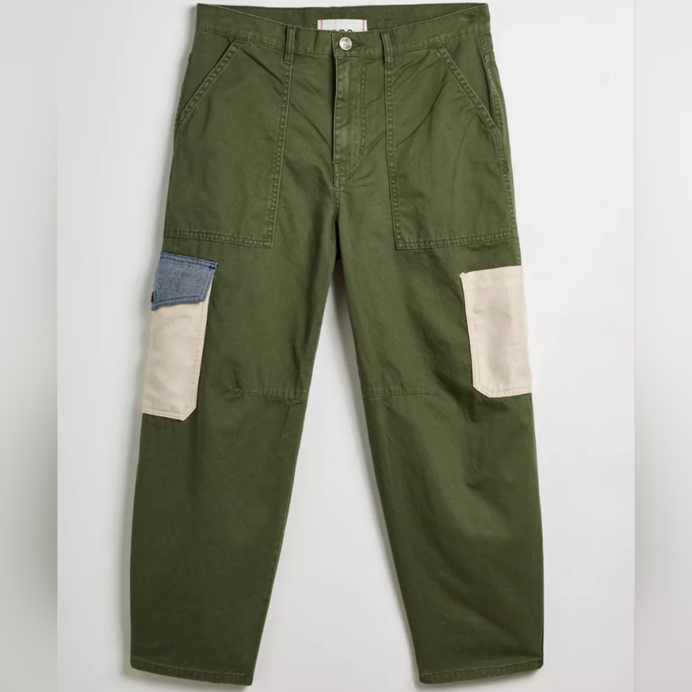 BDG Green Cargo Pants with Patchwork